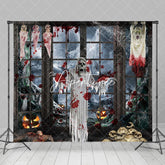 Aperturee - Aperturee Scary Evil Ghost Zombie Skulls Halloween Backdrop